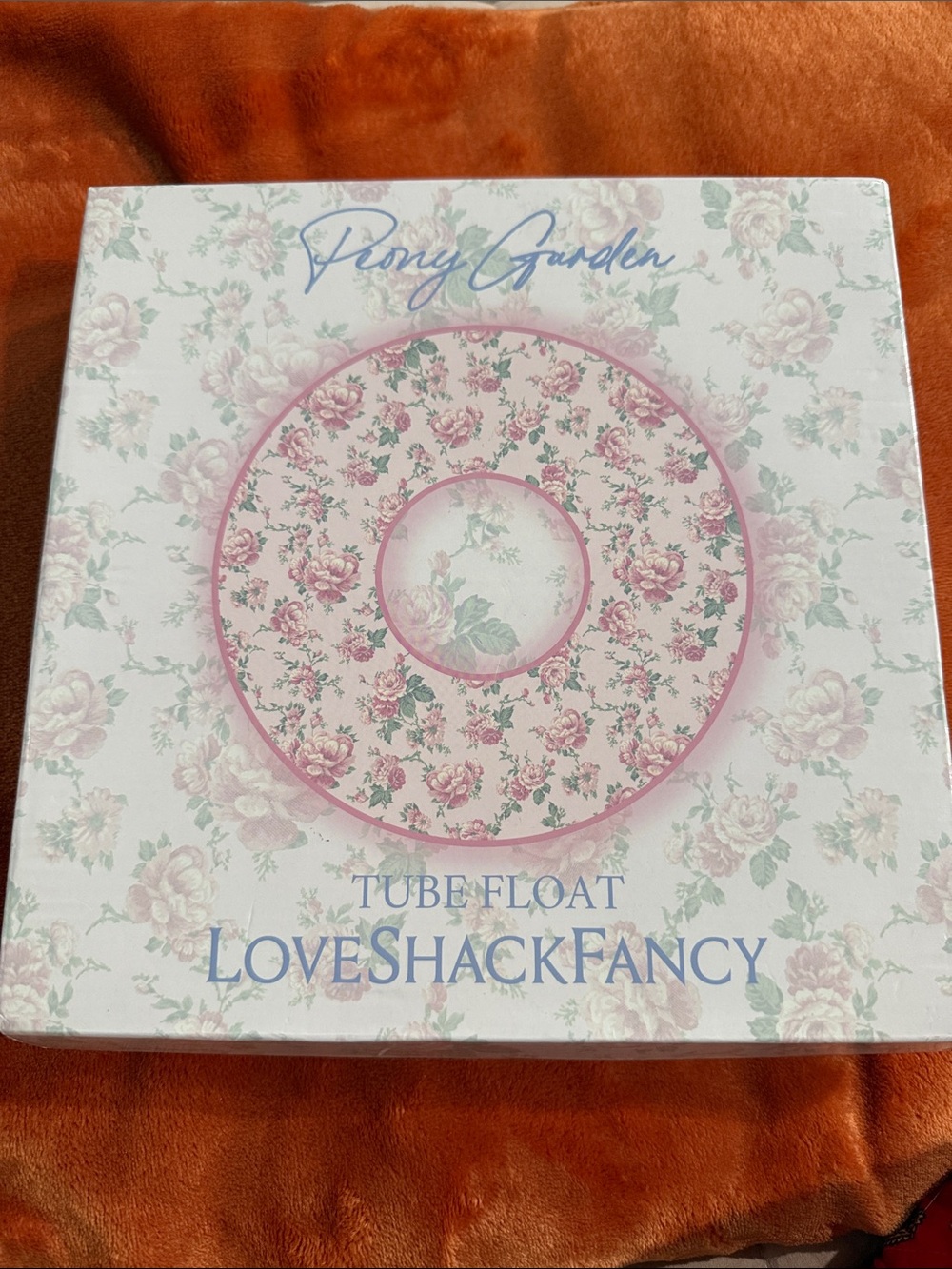 LoveShackFancy Floral Peony Garden Tube Float in Pink and Green